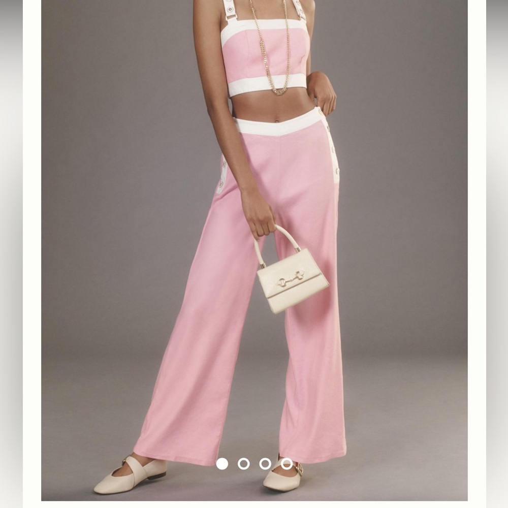 Maeve Pink and White Jumpsuit